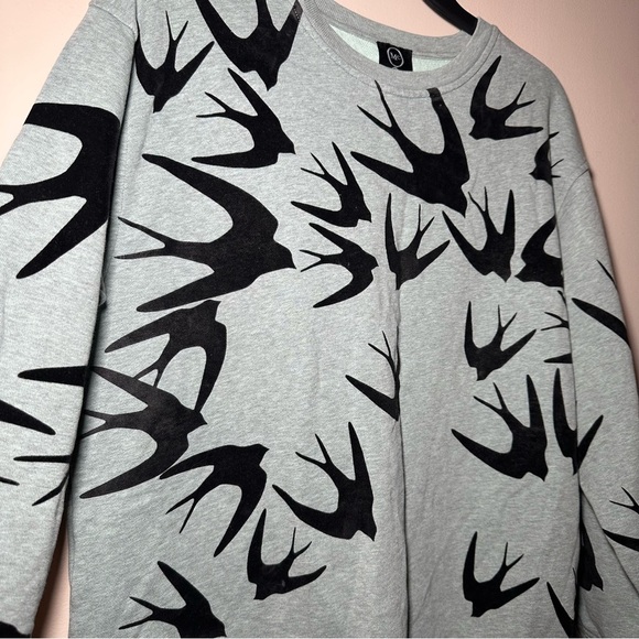 Alexander McQueen Mint Melange Mixed Media Novelty Birds Pullover Sweatshirt S - Picture 6 of 16